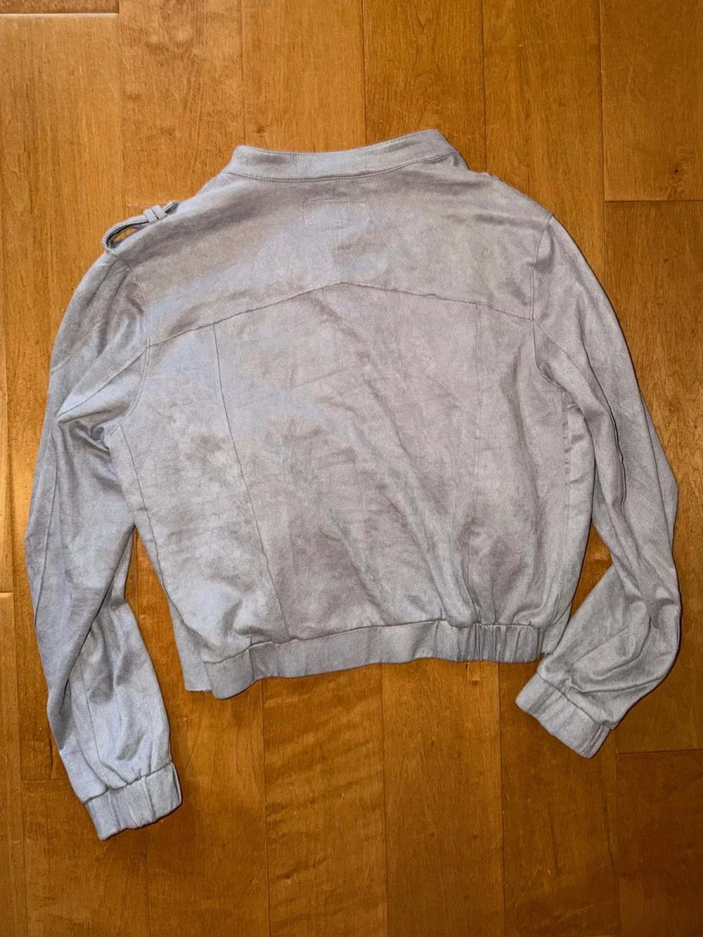 BLANKNYC Faux Suede Moto Jacket Light Gray Zipped No Collar
